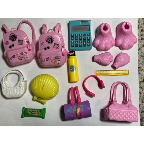 Barbie Dollhouse Accessories CUSTOM Set With Fashion Bags and Pink Paws - Picture 1 of 8